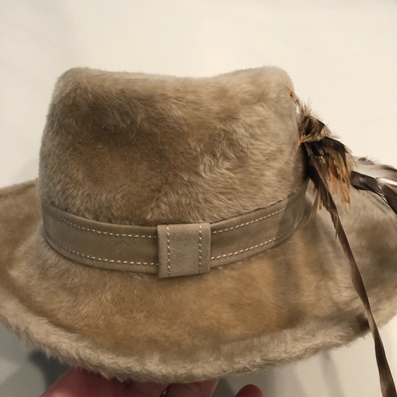 True vintage feather brim fedora hat by Adolfo Realites Paris BNWT!! - Picture 4 of 8